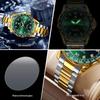 Binbang Men's Green Submariner Quartz Watch, Double Calendar, Steel Band, Business Waterproof.