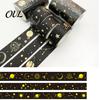Scrapbooking Supplies 3 Rolls Golden Foil Washi Tape, Retro Plaid Leaf Pattern Decorative Lightweight Tape Masking Adhesive for DIY Crafts,