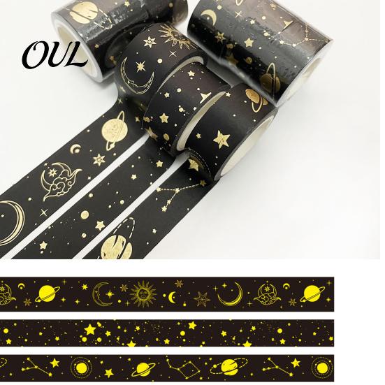 Scrapbooking Supplies 3 Rolls Golden Foil Washi Tape, Retro Plaid Leaf Pattern Decorative Lightweight Tape Masking Adhesive for DIY Crafts,