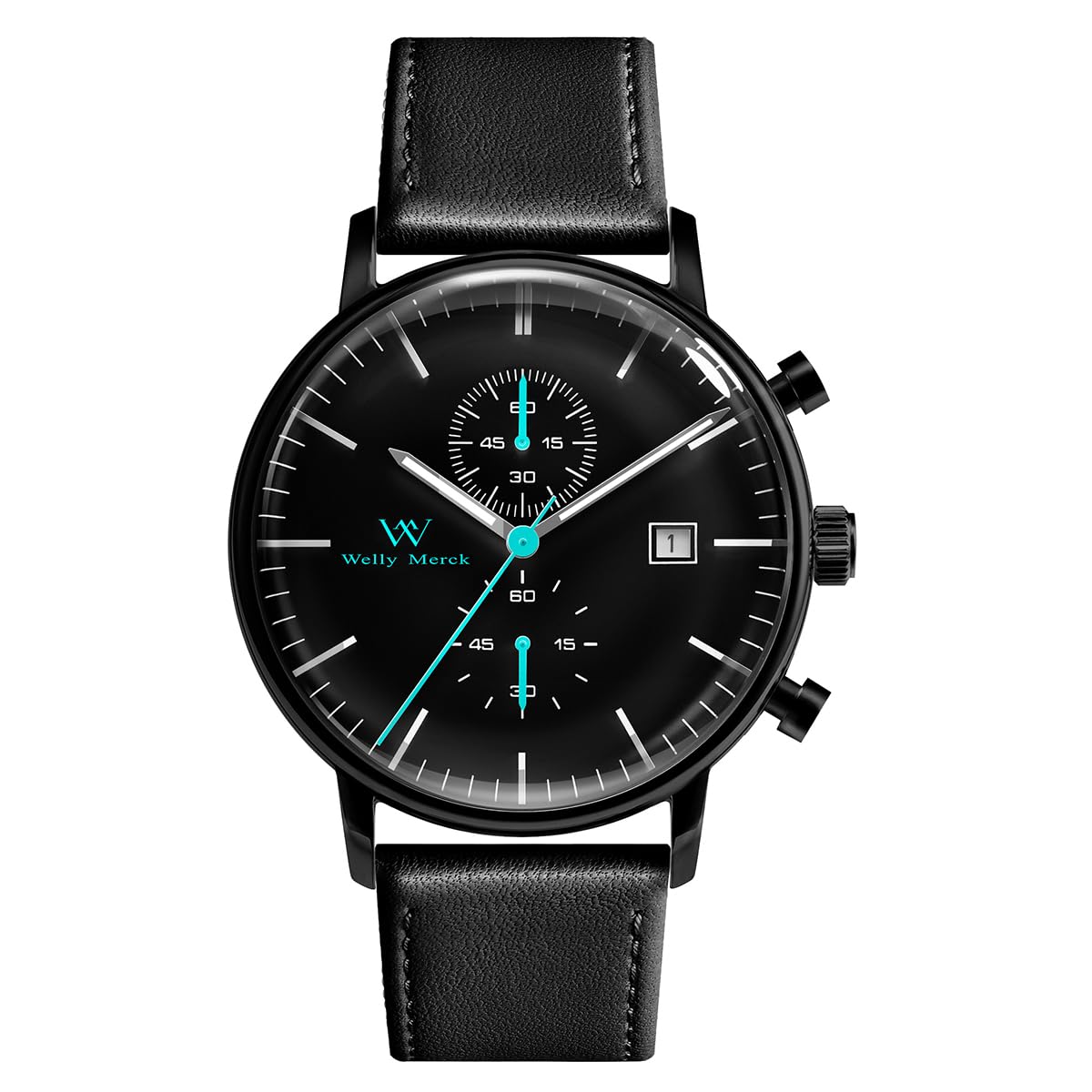 

Часы Welly Merck Swiss Brand 40MM Blue Dial 20MM Black Натуральная кожаный ремешок Date Business Sapphire Glass Daily Life Водонепроницаемые мужские (синий) [Элемент]