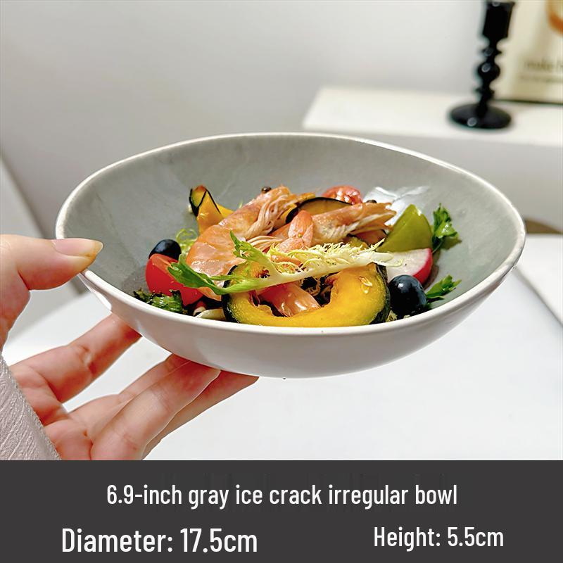 

Korean Style Creamy Solid Color Ceramic Deep Bowl for Salads, Vegetables, or Restaurants