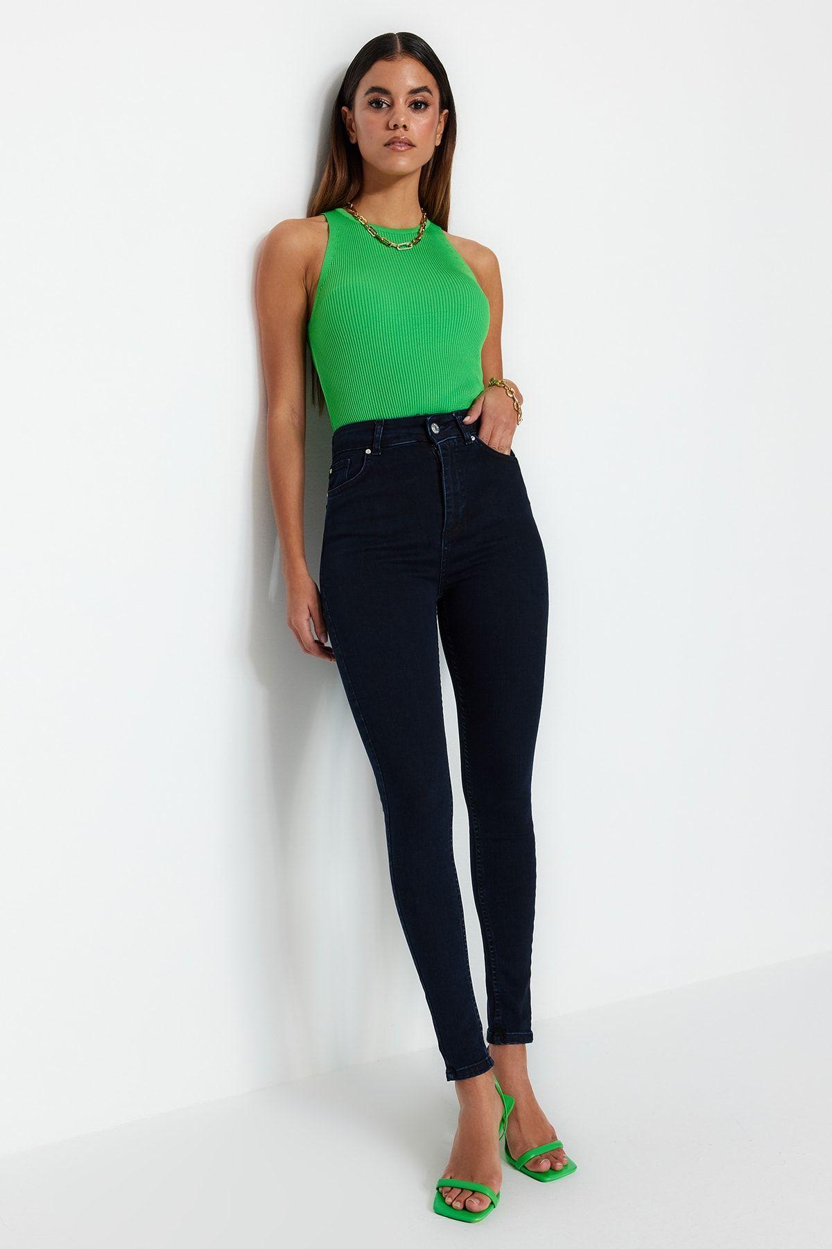 

Women s Style jeans Midnight Blue Slimming Effect Super High Waist Skinny Jeans 2XL