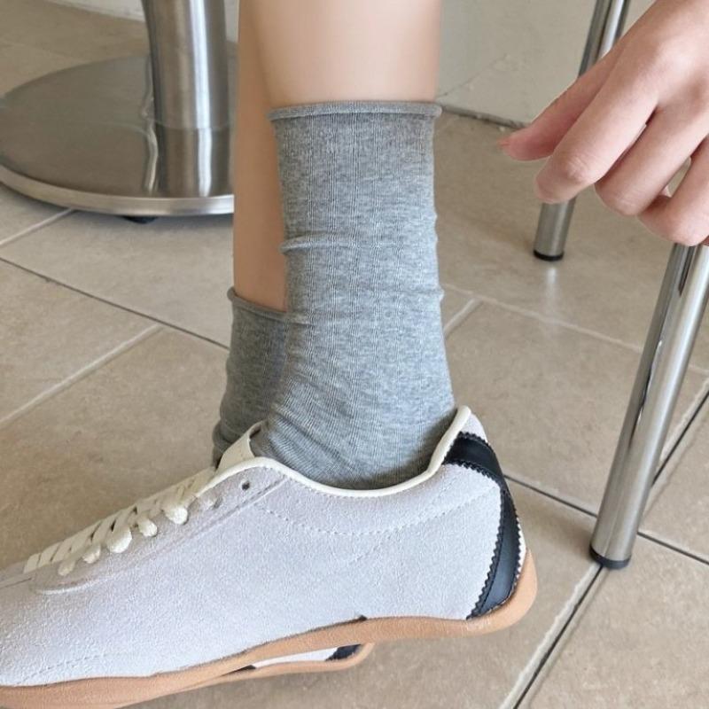 Dui Dui Socks Women's Autumn and Winter Mid-calf Socks, Pure Cotton Grey Style, Trendy Spring and Summer Rolled-up Postpartum Socks, Long Socks