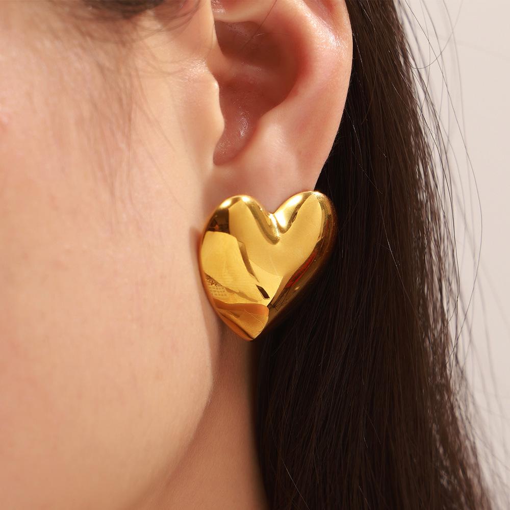 Qiong Yao Stainless Steel 18K Gold Electroplated Irregular Geometric 3D Stud Earrings
