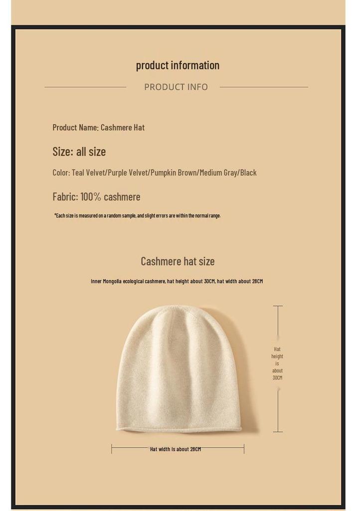 100% Cashmere Women's Elegant Turban Hat - Soft, Warm, Versatile for Autumn & Winter