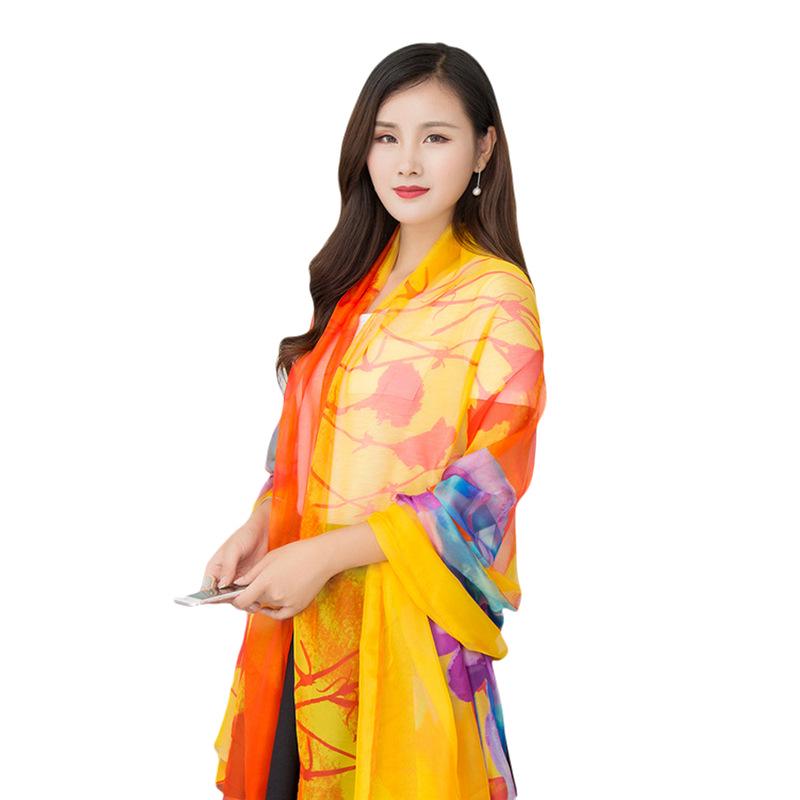 Versatile Chiffon Scarf: Autumn/Winter Women's Sun Protection Shawl, Extra Large Korean Style Beach Towel, Long Gauze Wrap