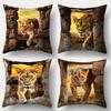 Wildlife Safari Style Pillow Covers, Realistic Lioness In 3D Wall Breakthrough Print Cushion Cases, Cozy Home Decor For Bedroom
