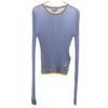 Long Sleeve Pleated Processing Knit S Blue Gray Women Used
