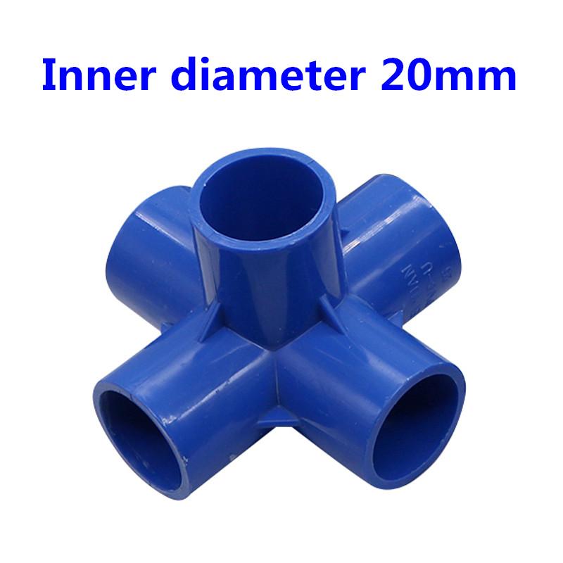 Innerdiameter 20mm 3-vägs/4-vägs/5-vägs tredimensionell PVC-koppling Vattenförsörjningsrörkopplingar Lika kopplingar Plastskarv