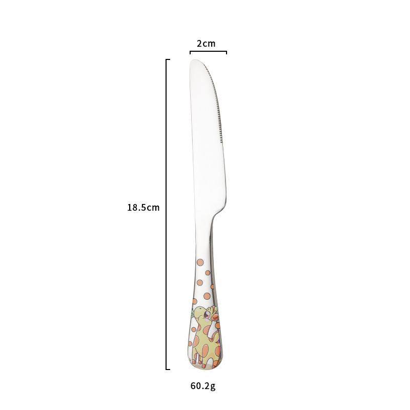 1/4pcs Stainless Steel Kids Cutlery Cartoon Pattern Carving Child Tableware Cute Knife Spoon Fork Set Outdoor Tableware