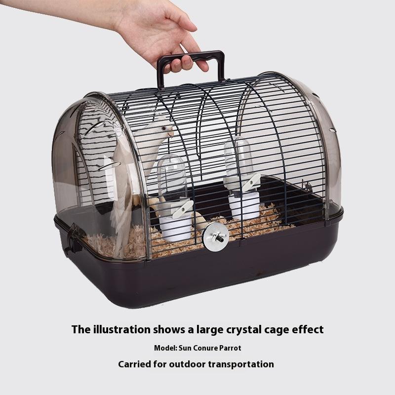Premium Clear Parrot Carrier Cage Panoramic View Transport Case for Budgies Portable Bird Cage