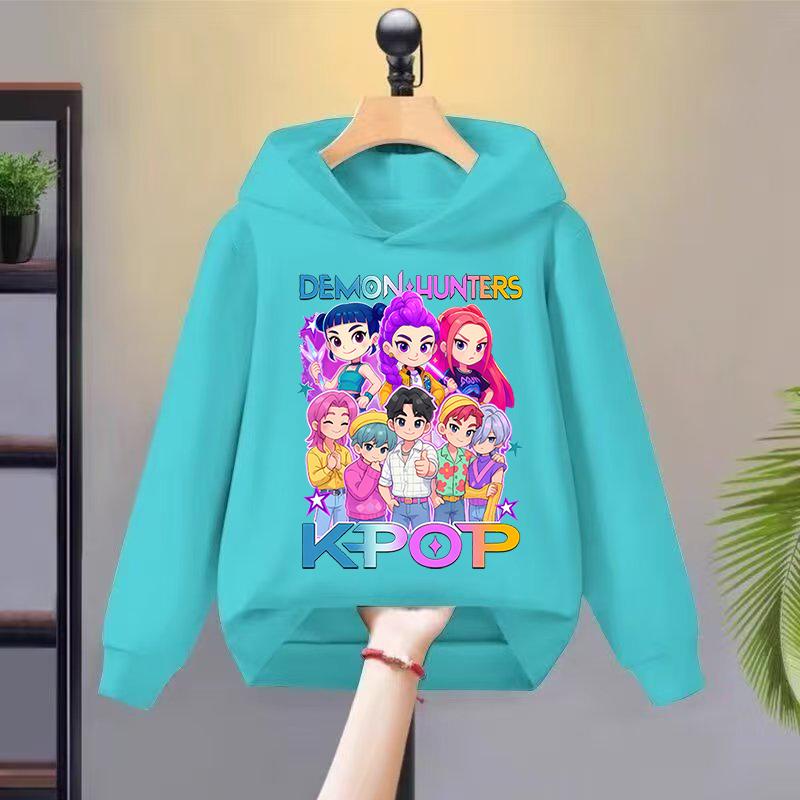 2025 New K-kpop Devil Hunter Children's Autumn Hoodie Fashion Versatile Girls' Long Sleeve Sweatshirt Comfortable Soft Top