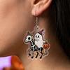 Holiday Party Accessories 1 Pair Acrylic Halloween Earrings for Women, 2D Flat Cute Cartoon Funny Skeleton Earring Ghost Skull Dangle Drop Earrings,