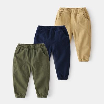 Spring Boys' Casual Trousers Monochrome Cotton Korean Trend Pants Soft and Comfortable Mid-rise Children's Pants
