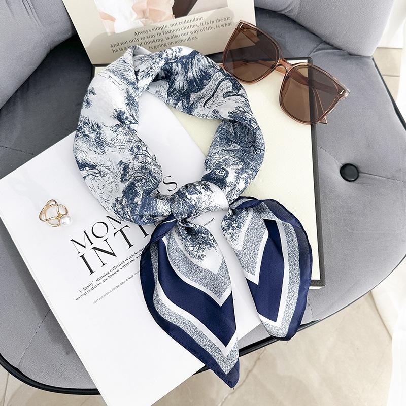 Pastoral printed square scarf retro women's professional wear scarf travel photography fashion matching silk scarf