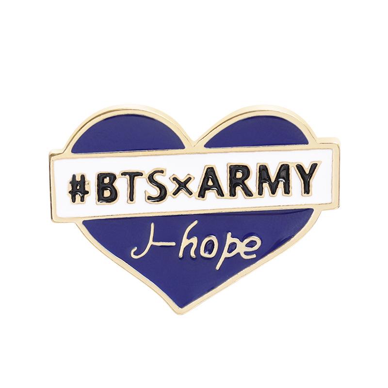 BTS Heart-shaped Badges, Retro Personalized BTS Member Name Brooches, "ARMY" Fan DIY Badges