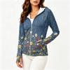 Women's Long Sleeve Zip Up Hoodie Lightweight Sun Protection Jacket with Hood and Pockets Floral Print Outdoor Activewear