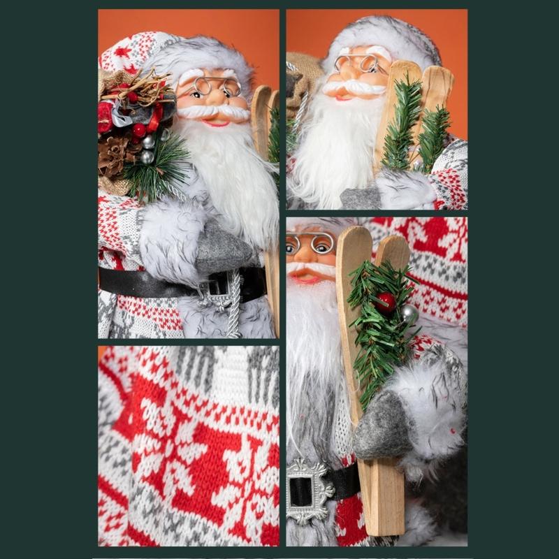 Stylish Plush Santa Claus Figure Elegant Santa Claus Christmas Centerpiece Plush Decoration for Festival Parties