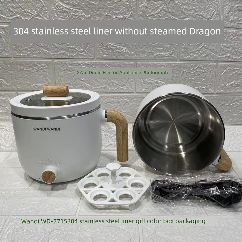 

Wandi Multi-Functional Electric Cooker Electric Hot Pot Mini Small Steamer Student Pot Office Electric Food Warmer Small Steamed Rice Cookers 1.5L304 stainless steel liner without steamer