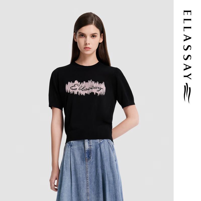 ELLASSAY Women s Embroidered Pullover Knit Top S