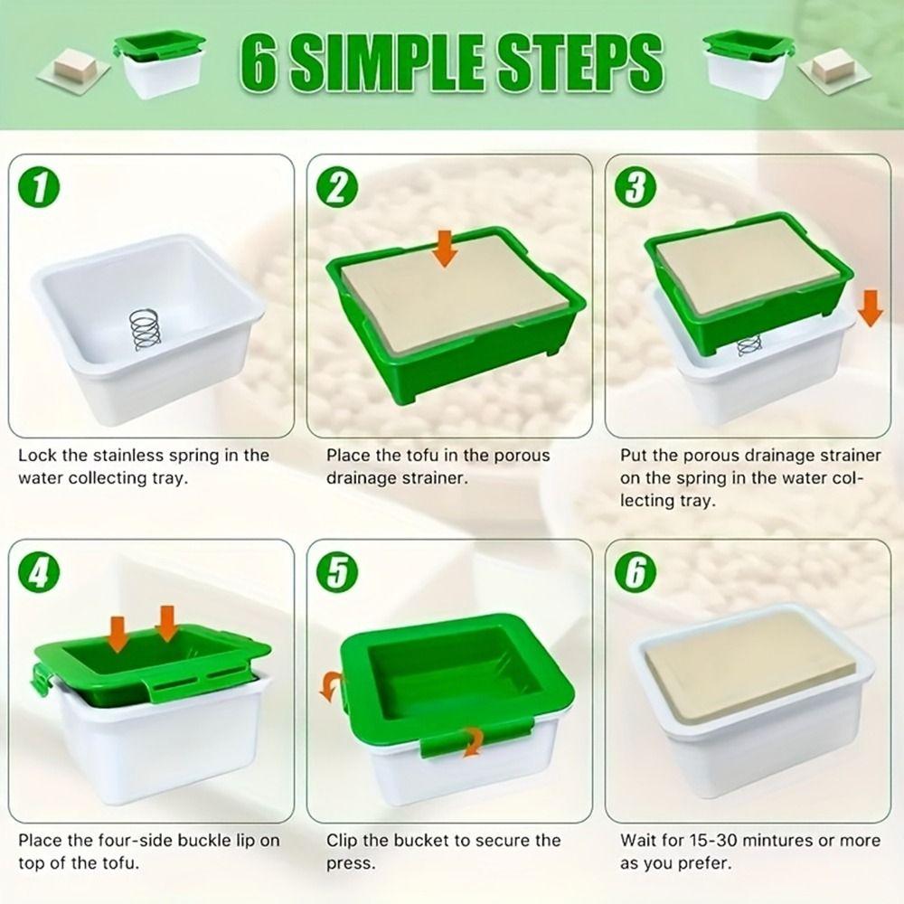 Durable Plastic Tofu Presser Safe 3-Layer Tofu Mold Space Saving with Drip Tray Tofu Making Mold Cooking Tools