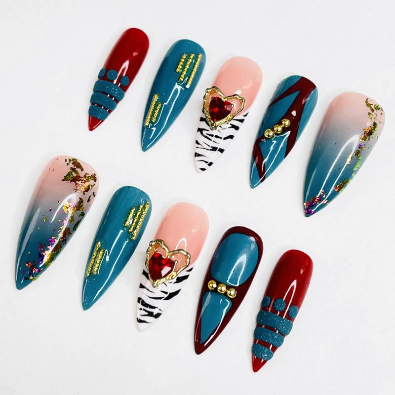 INS Hot Selling Accept Customization Duck Shape Artificial Fingernails Manicure False Nails with Glue Stickers Press on Nails