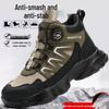 Men's High-Top Safety Boots: Anti-Smash, Anti-Puncture, Durable, Comfortable, Easy Button Closure for Work Protection