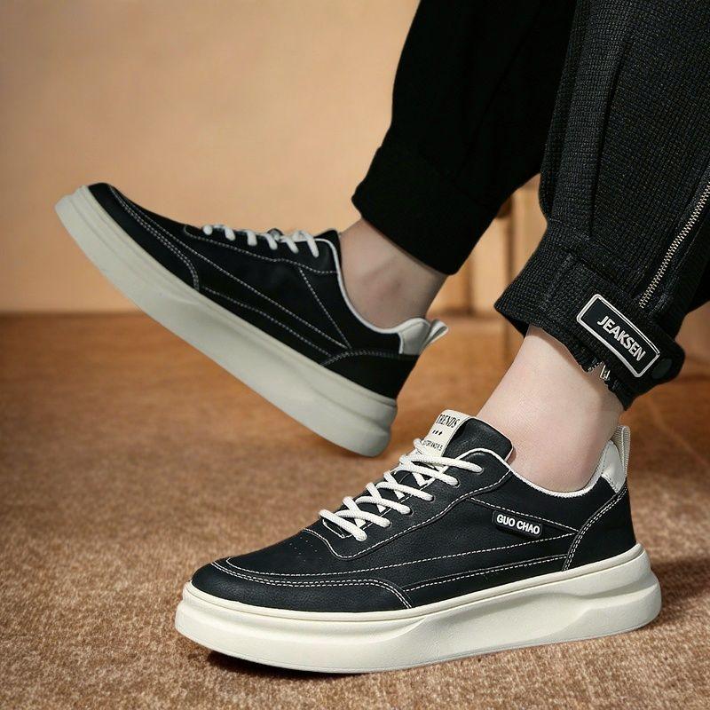 Genuine autumn and winter trendy men's shoes simple and versatile board shoes 2024 new fashionable thick-soled heightening casual shoes breathable
