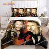 Music Print Duvet Set Johnny Hallyday Full Size Polyester Music Bedding Set DIY Fan Gift Oversized Pillow Cover Quilt Cover