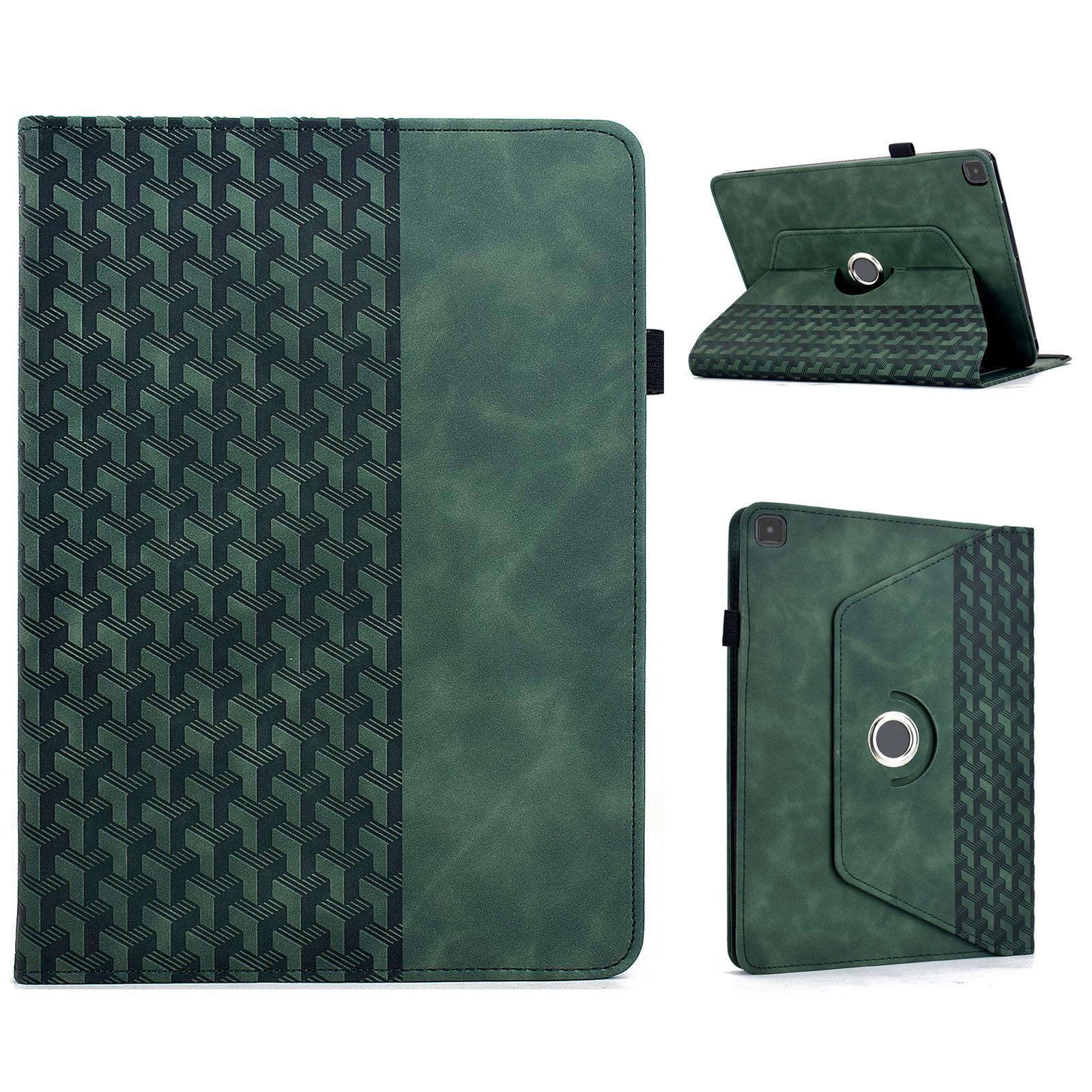 

For Samsung Galaxy Tab A7 10.4 (2020) T500/T505 Case Rotating Stand Building Block Imprinted Leather Tablet Cover Green