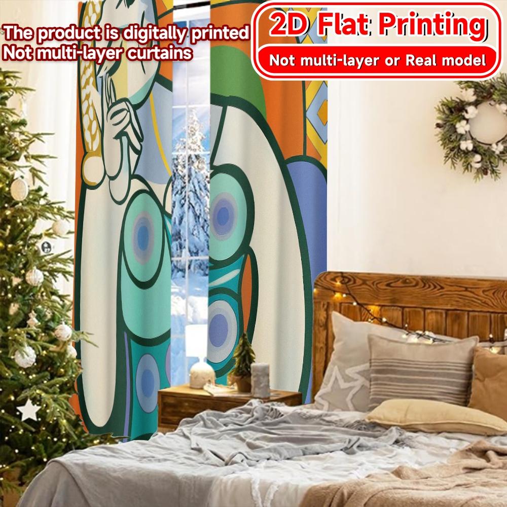 2 szt., zasłony DRUKOWANE PŁASKO 2D (Bez Roda) Abstrakcyjne Zasłony z Nadrukiem Marzeń Festiwalowe Trwałe Poliestrowe Zasłony Termiczne