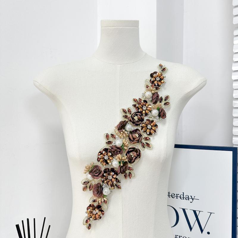 Big Rhinestone 3D Flower Applique for Sewing Clothing Headbands Diy Craft Party Decoration Fabric Trim