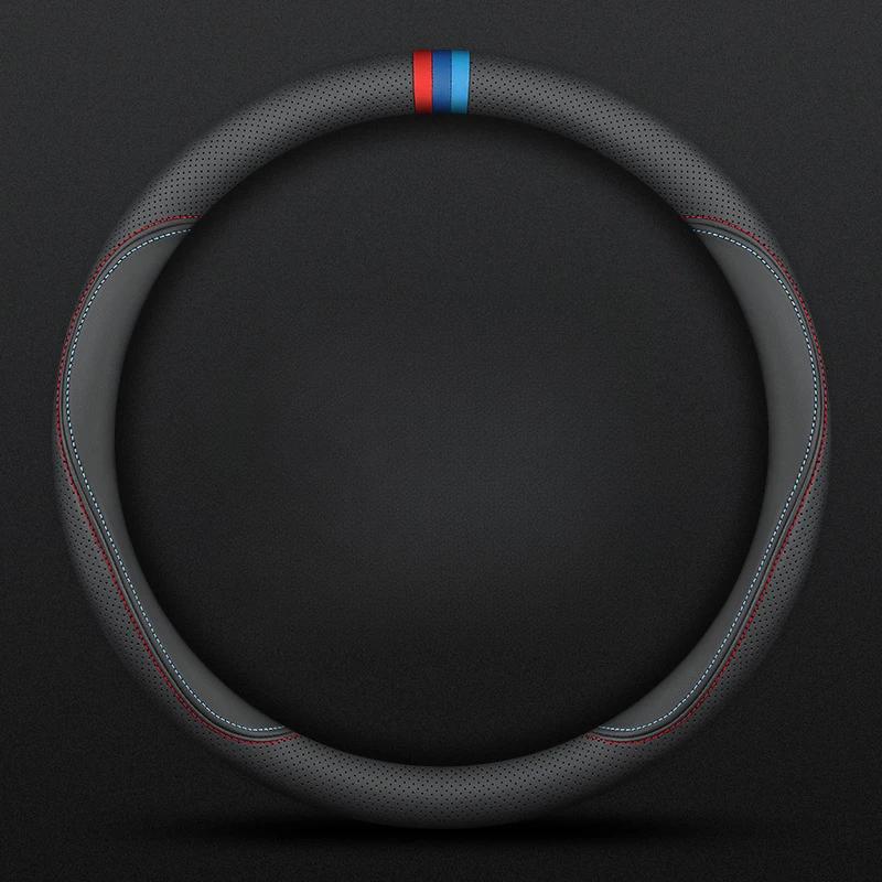 Nappa Leather Steering Wheel Covers,Universal Non-Slip Car Steering Wheel Cover,All Seasons Auto Steering Wheel Protector