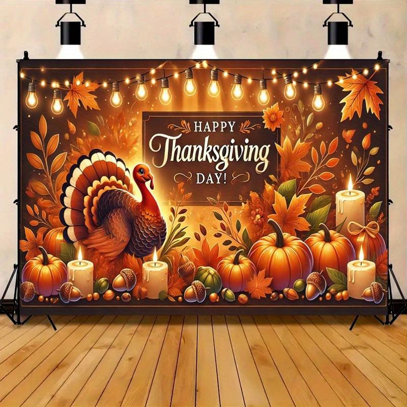 1 Thanksgiving polyester banner - 8x6 feet harvest celebration scene background suitable for families and yardszyc