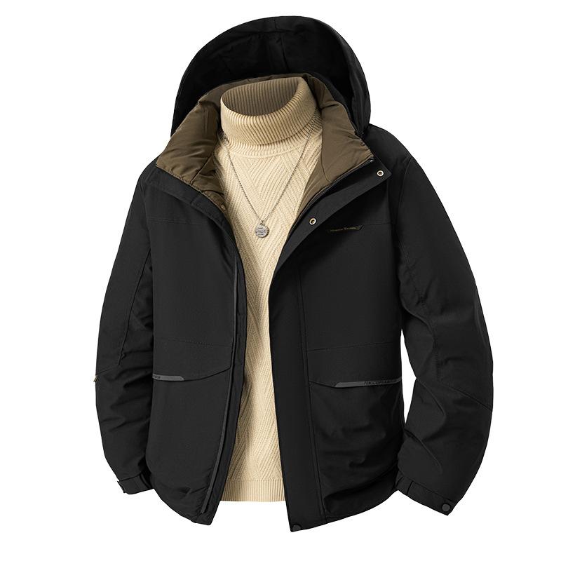 Winter New Cotton Coat Men's Plus Size Sports and Leisure Hooded Plus Cotton Jacket Fat Men's Tooling Cotton Coat