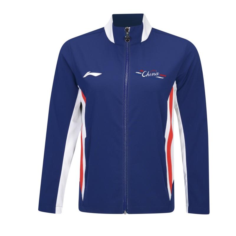 Li Ning Table Tennis Series Fashion Chinese Sports Comfortable Casual Zip Stand Collar Long Sleeve Sweatshirt Unisex Sweatshirt Ocean-Blue AYYW003-2