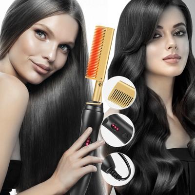 Beheizter Heißer Kamm Professioneller Haarglätter Für Perücken Beheizter Kamm Elektrischer Haarstyling-Kamm Lockenwickler Und Haarglätter