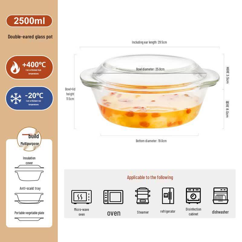 Qiwei Microwave Safe Lidded Glass Bowl