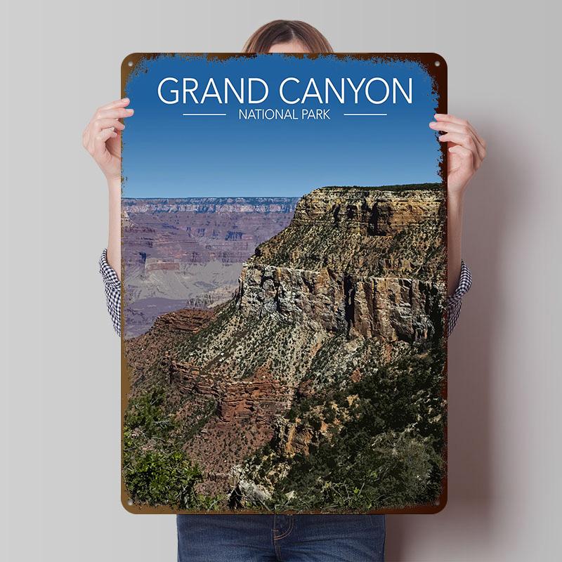 Grand Canyon National Park Stylised Travel Printed Poster Customized Retro Wall Art Vintage Metal Tin Signs for Home Desk Decor