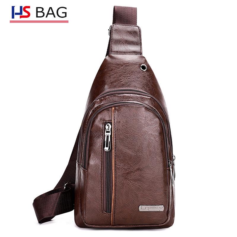 Men's New Style PU Leather Chest Bag – Soft Material, Single Shoulder Business Pack for Outdoor Travel & Hiking