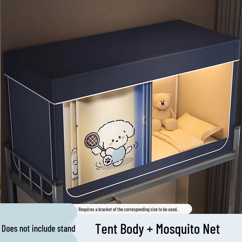 University Dorm Blackout Privacy Curtain - 3-Door Mosquito Net for Bunk Beds