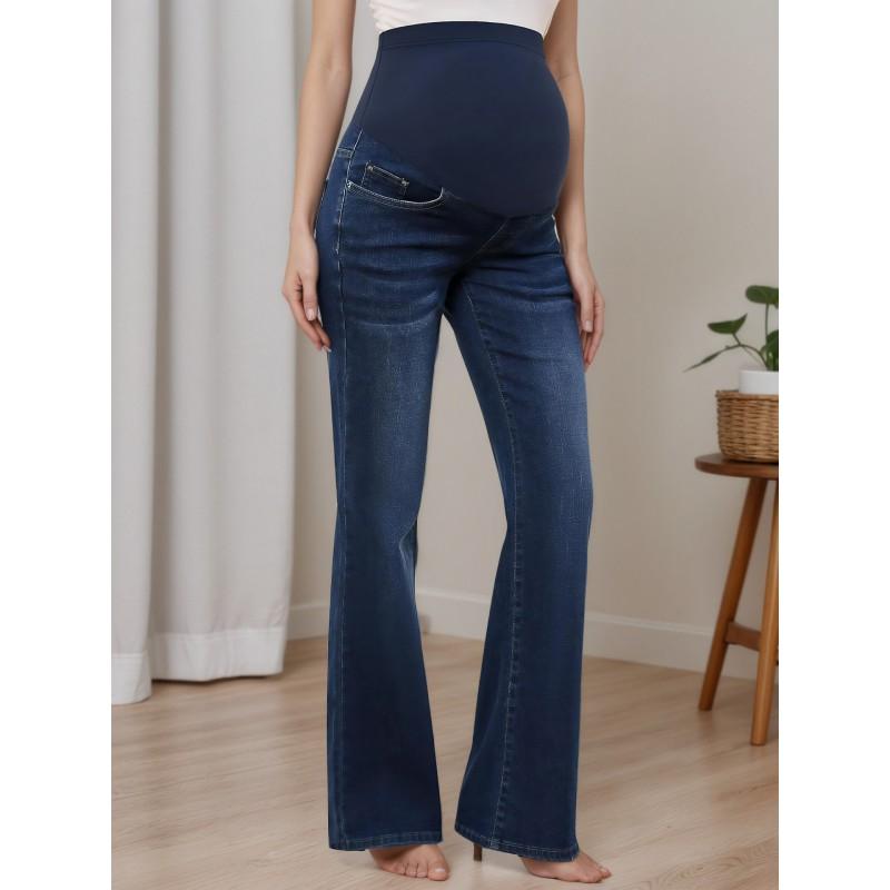 Maternity Jeans Flare Pants Slim Fit High Waist Stretch Casual Daily Wear