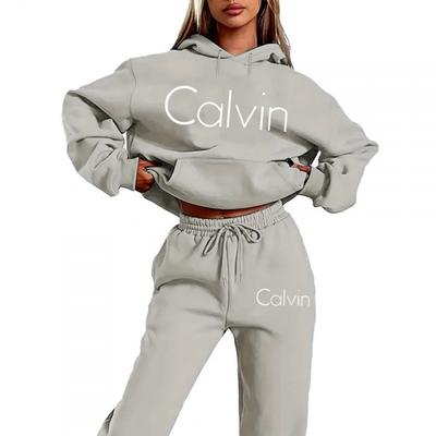 Unisex Hooded Sweatshirt Set With Letter Print Loose Fit Cotton Blend Tracksuit Winter Casual Wear