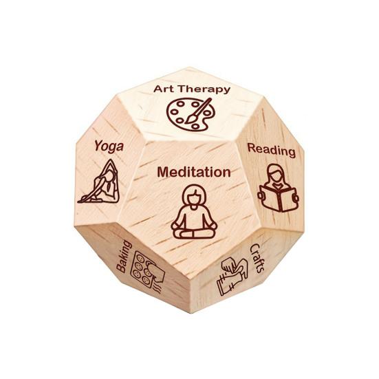 1/2Pcs Wooden Meditation Decision Dice Stress Relief 12-Sided Health Activity Decider Dice Men Women Self-Care Dice Birthday Anniversary Christmas
