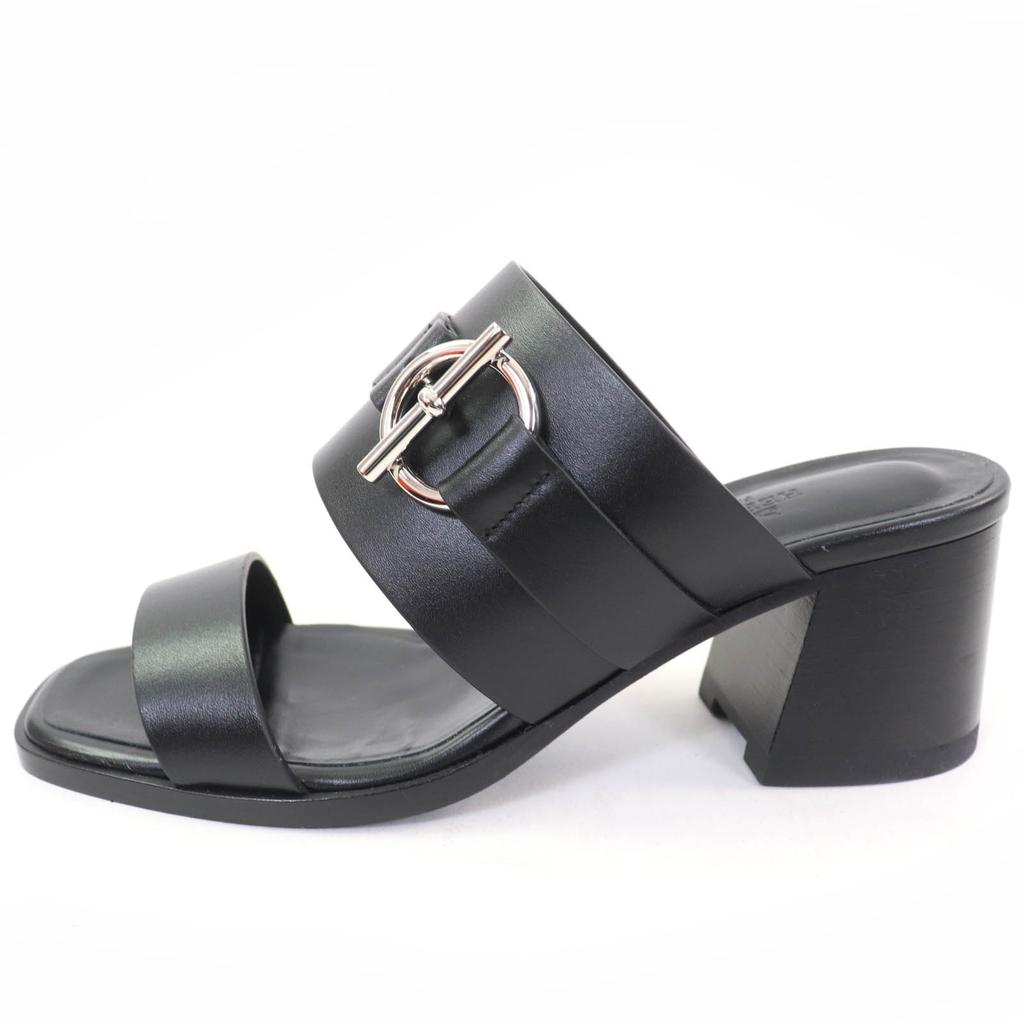Excellent HERMES Sandals cute Purchased in 2025 Glennan Metal Leather black Women 35 Used