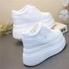 Fashion 12CM Genuine Leather Women Spring Autumn Chunky Sneakers Ins Women Summer White Hidden High Heels Platform Wedge Shoes