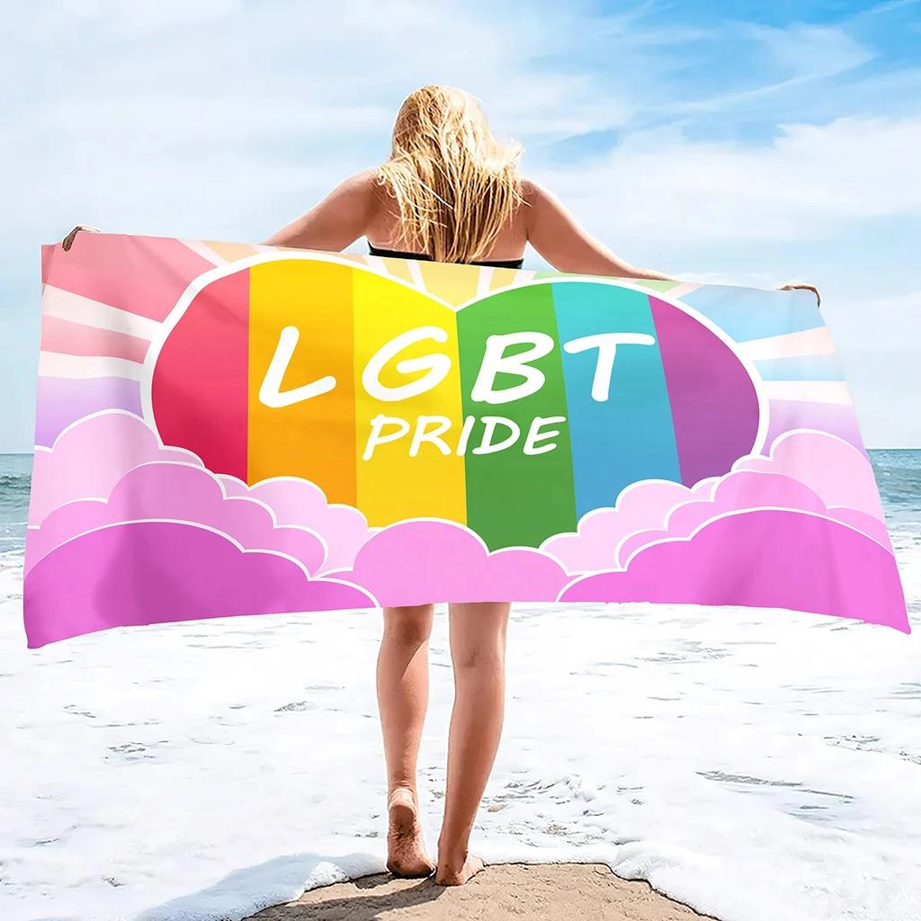 Asciugamano da Spiaggia Arcobaleno in Microfibra Asciugamano da Bagno Orgoglio Gay LGBT Assorbente Anti Sabbia Asciugatura Rapida Asciugamani da Piscina per Sport Spa Palestra Nuoto