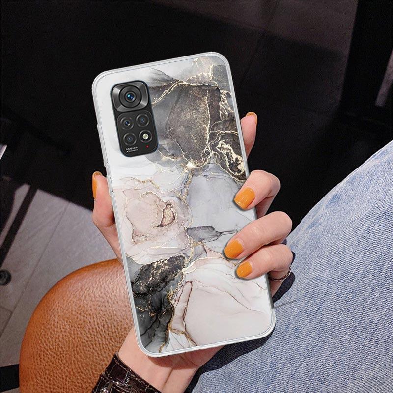 Fashion Gold Pink Geometric Marble Phone Case For Xiaomi Redmi Note 15 14 13 12S 12 11 Pro Plus 14S 11S 11E 10 10S 11T 5G Person
