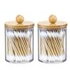 Circular Cotton Swab Box With Transparent Plastic Bamboo Cover And Dust-Proof Makeup Remover Cotton, Simple Jewelry Storage