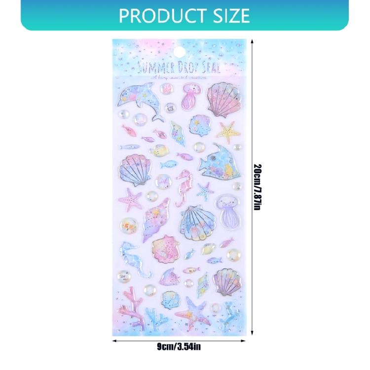 Marine Creature PVC Sticker Embossed Decorative Sticker For Notebook Journal Phone Cover Scrapbooking Embellishments